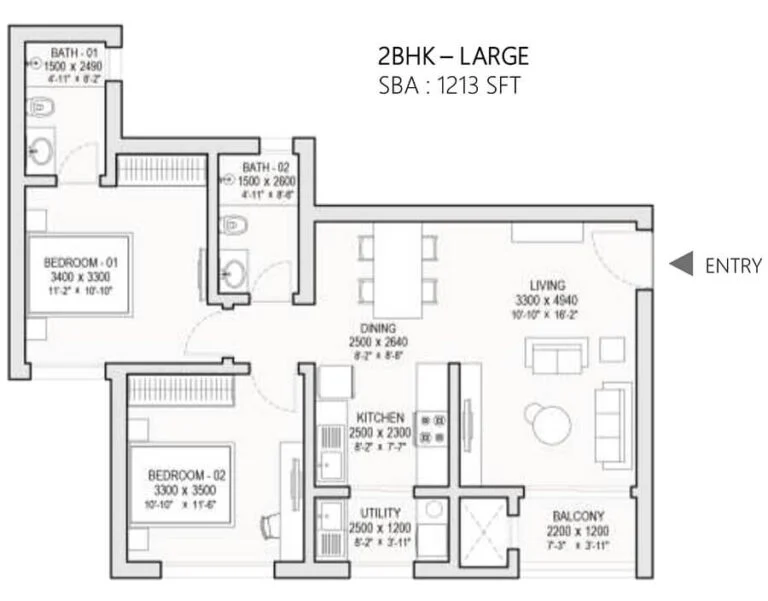 2BHK-1213-Sobha-Hoskote-Township-768x601